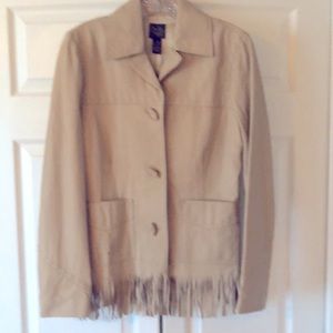 Lucky Brand Leather Fringe Jkt